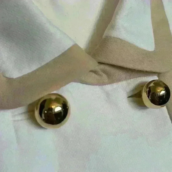 Kate Spade Bayle NWT $598 Coat Double Breasted Beige/Gold 100% Cotton Wmn Sz 14 - Picture 5 of 16